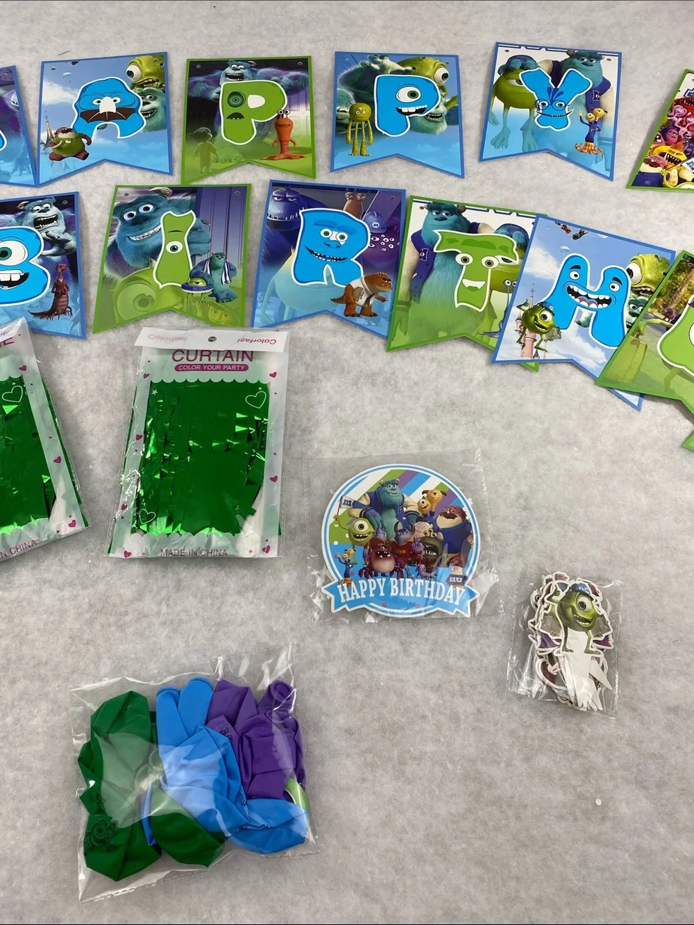 Monsters inc Birthday Banner Party Kit - Blue & Green